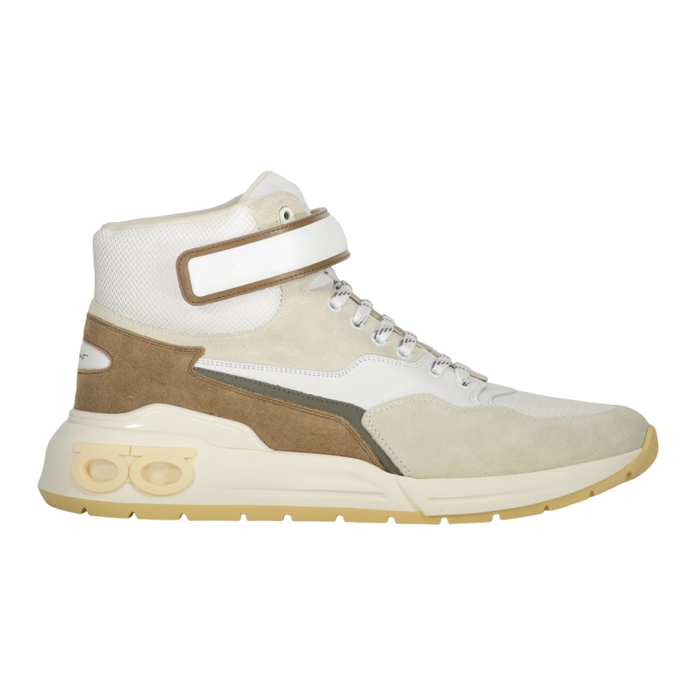 Ferragamo Stijlvolle High-top Sneakers met Stoffen Inzetstukken