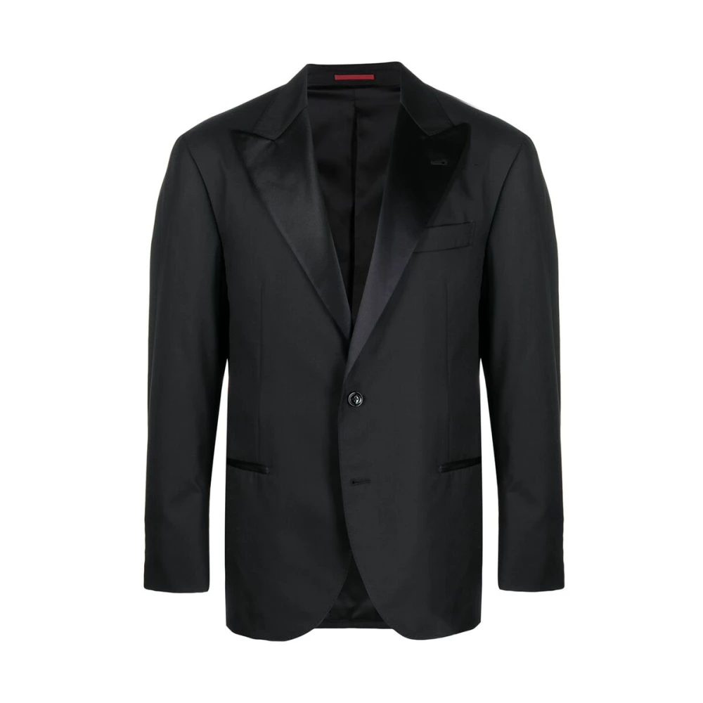 BRUNELLO CUCINELLI Zwarte Zijde Blend Klassieke Jas Black Heren