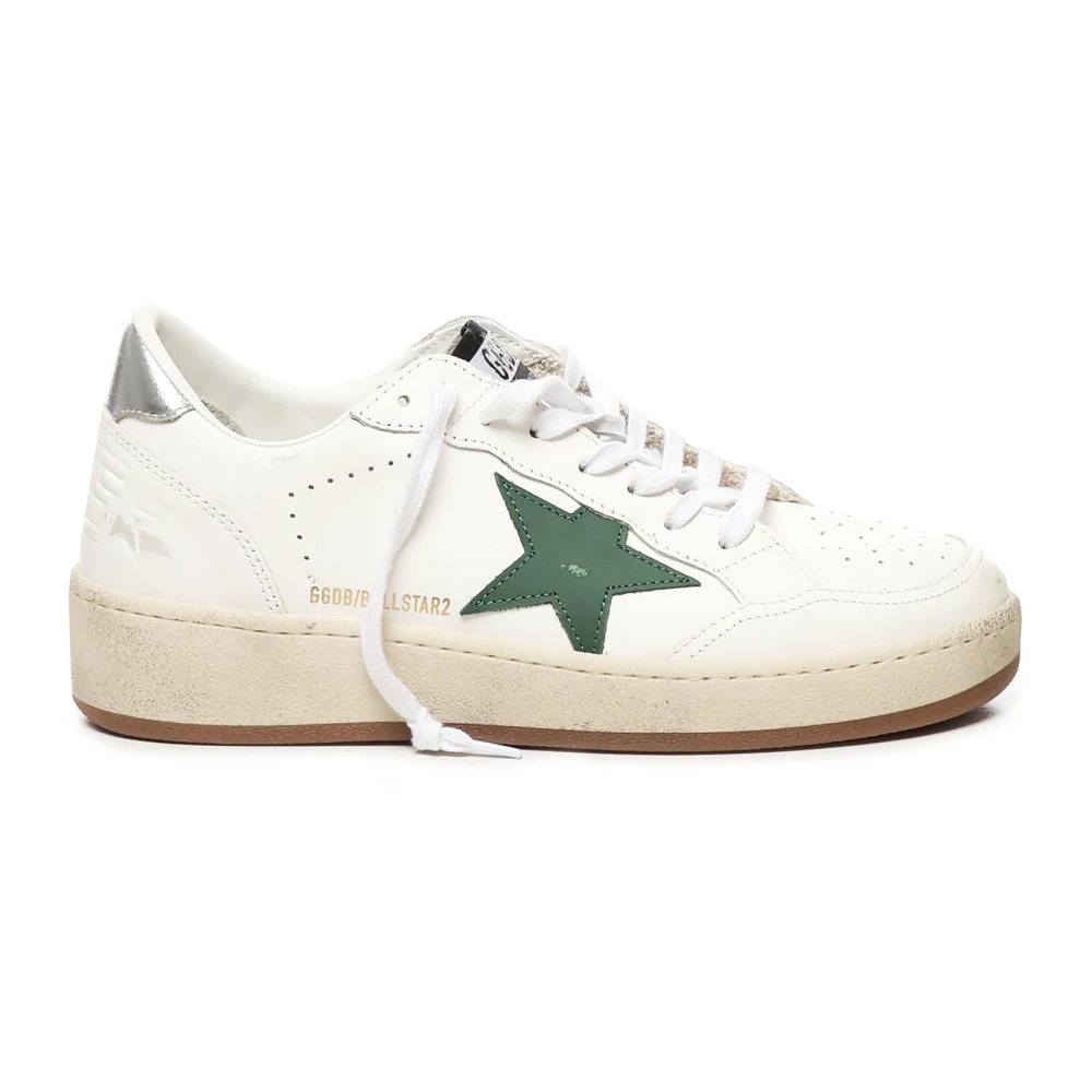 Golden Goose Witte Groene Sneakers met Ster Applicatie