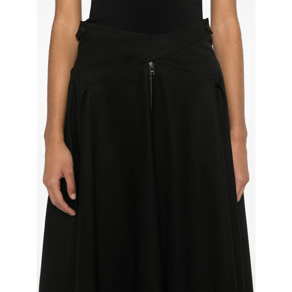 Msgm Zwarte Geplooide Rok met Zakken Black Dames