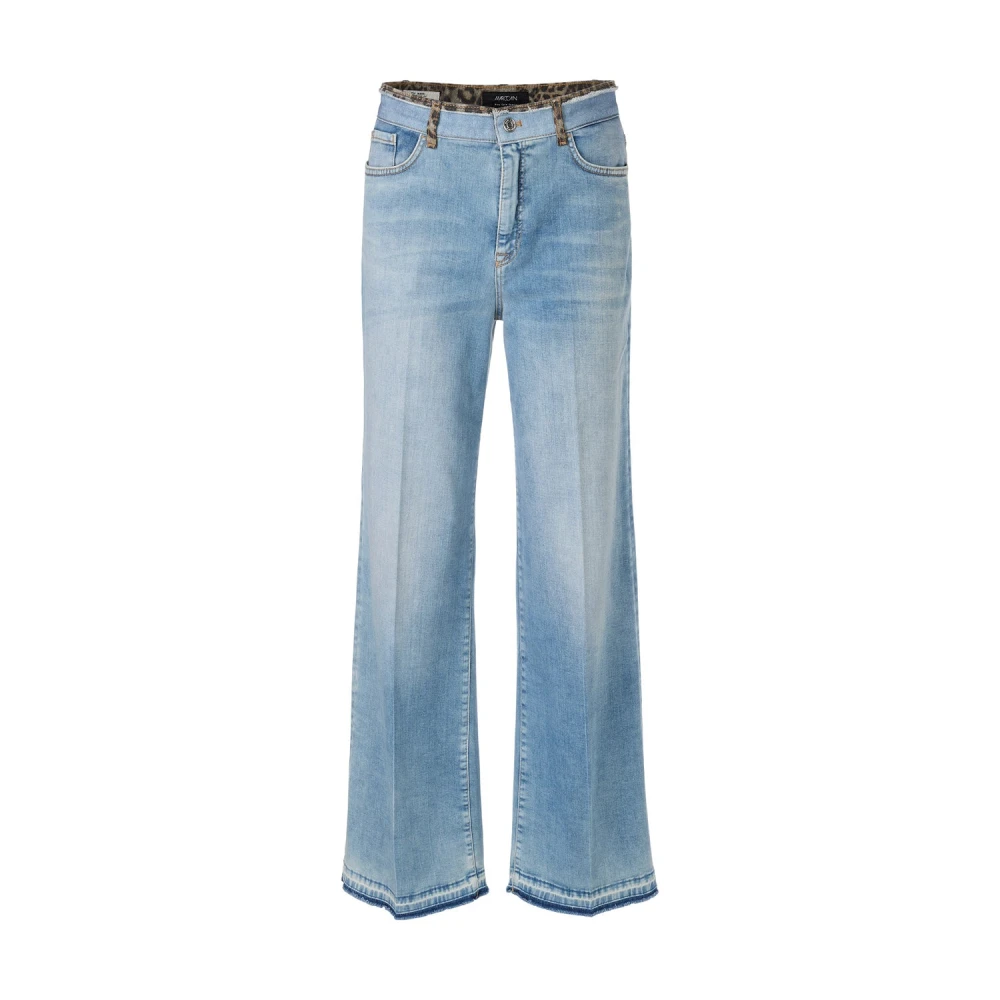 Marc Cain Wide-Leg Jeans met dierenprintdetails Blue Dames