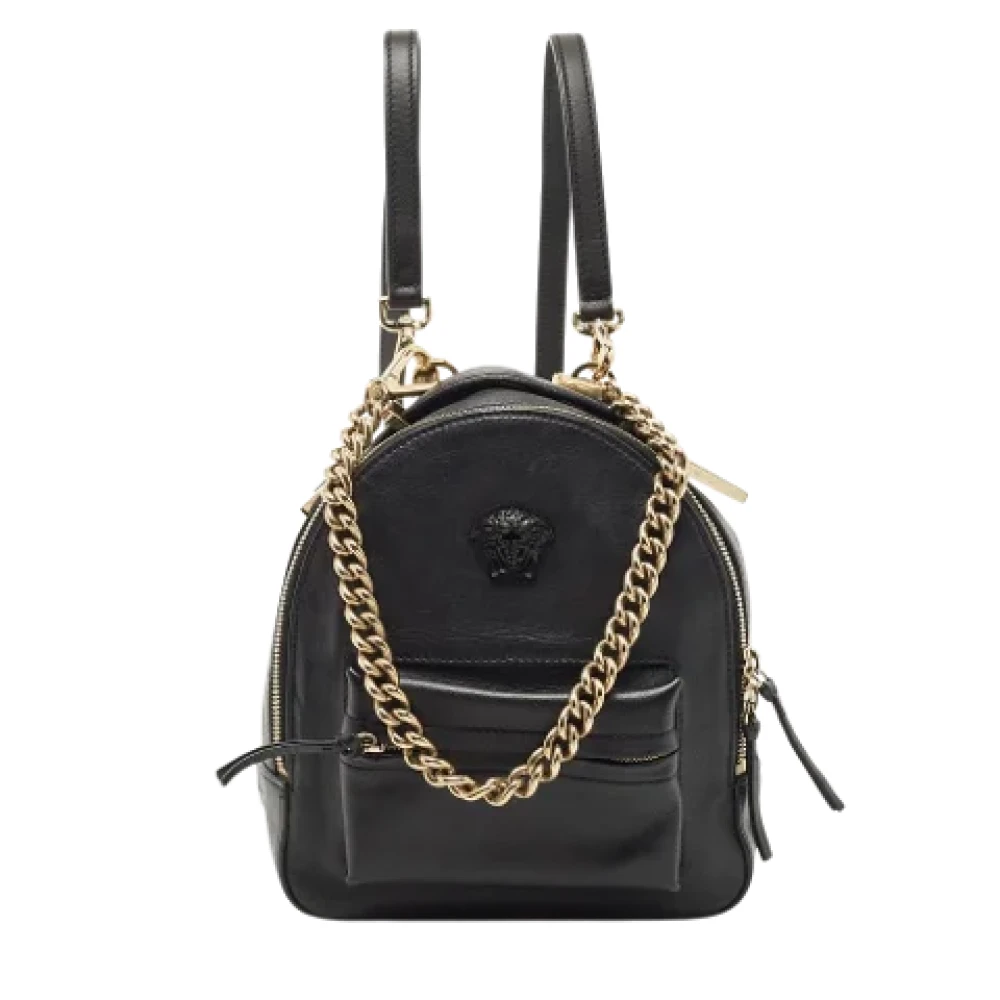 Versace Pre-owned Leather backpacks Black Dames