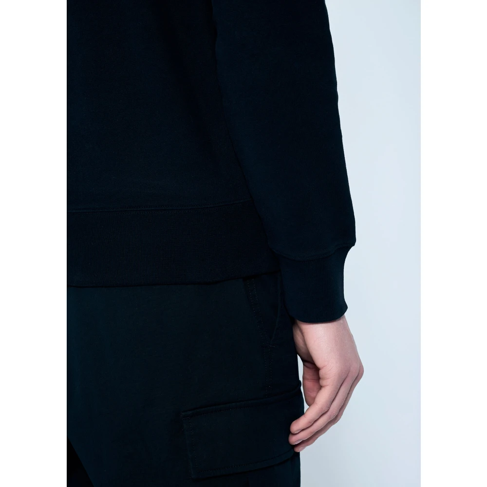 Moncler Cotton Fleece Logo Patch Hoodie Black Heren