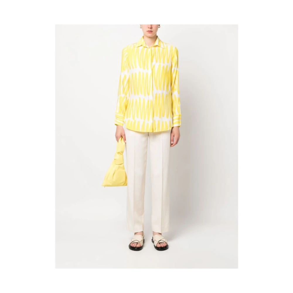 Kiton Zigzag Zijden Overhemd Yellow Dames