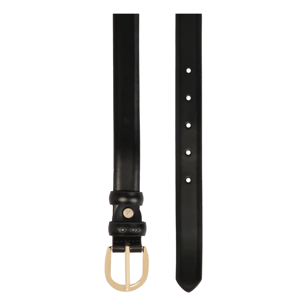 Kazar Zwarte leren riem met afgeronde gesp Black Dames