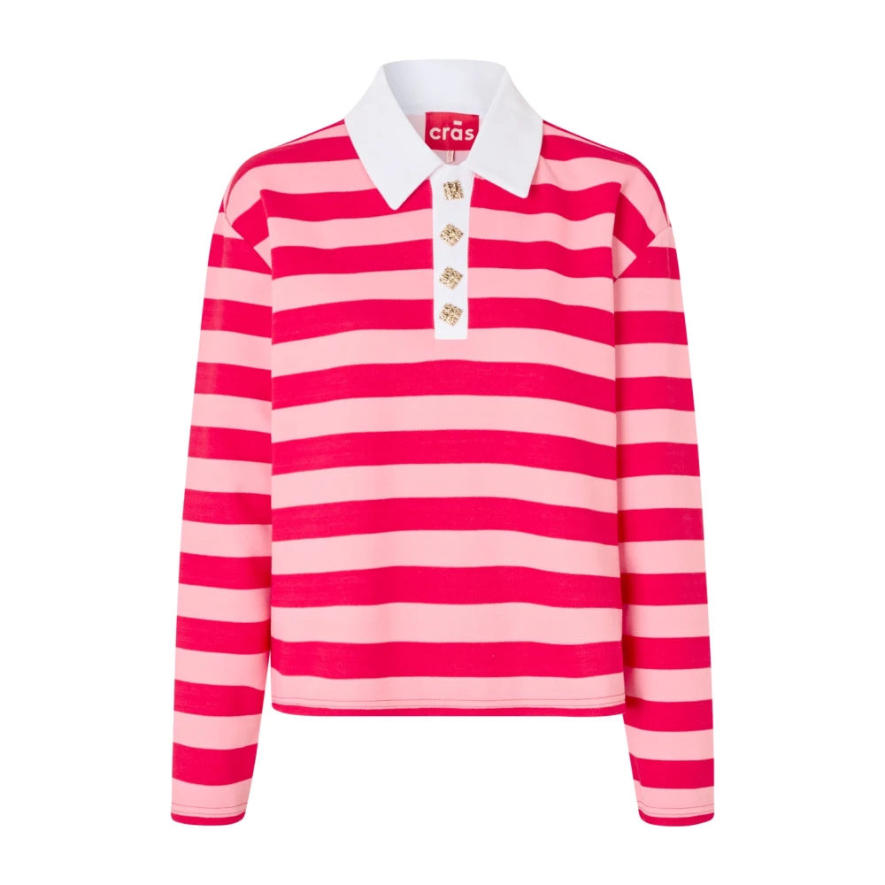 Cras Gestreepte Polo Blouse in Pink Red Multicolor Dames