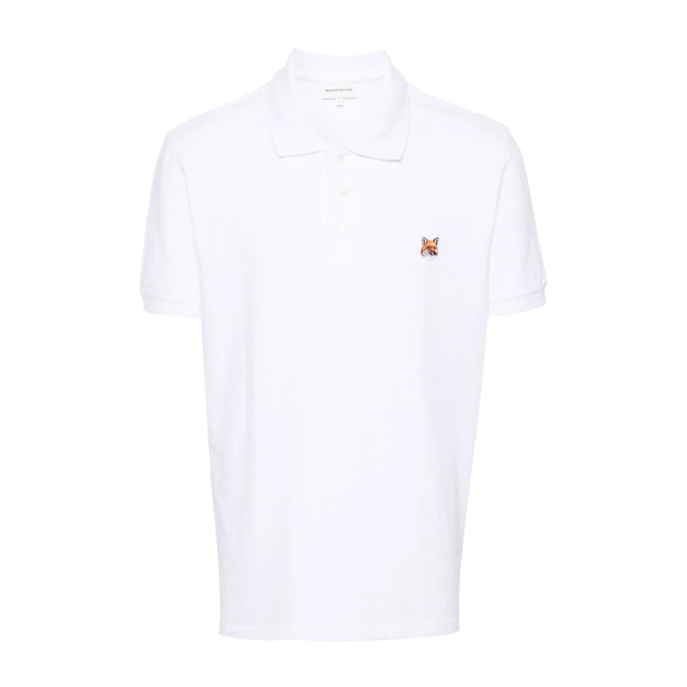 Maison Kitsuné Vos Patch T-shirt Wit Katoenen Jersey White Heren