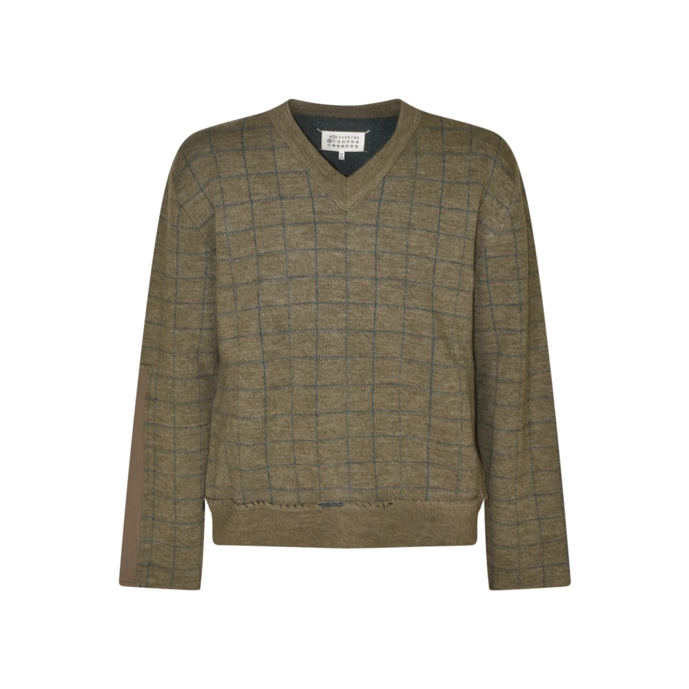 Maison Margiela Men's Green V-Neck Sweater