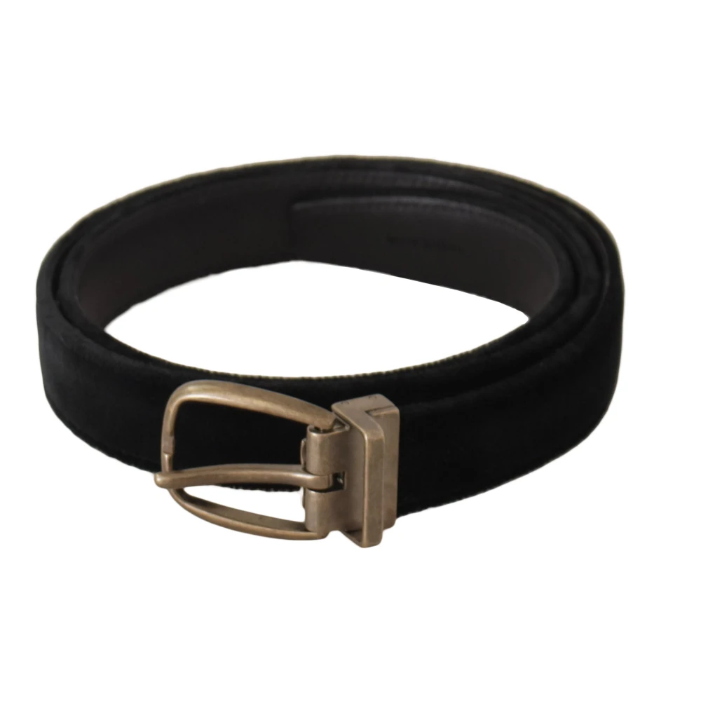 Dolce & Gabbana Elegante Designer Riem van Zwart Leer Black Heren