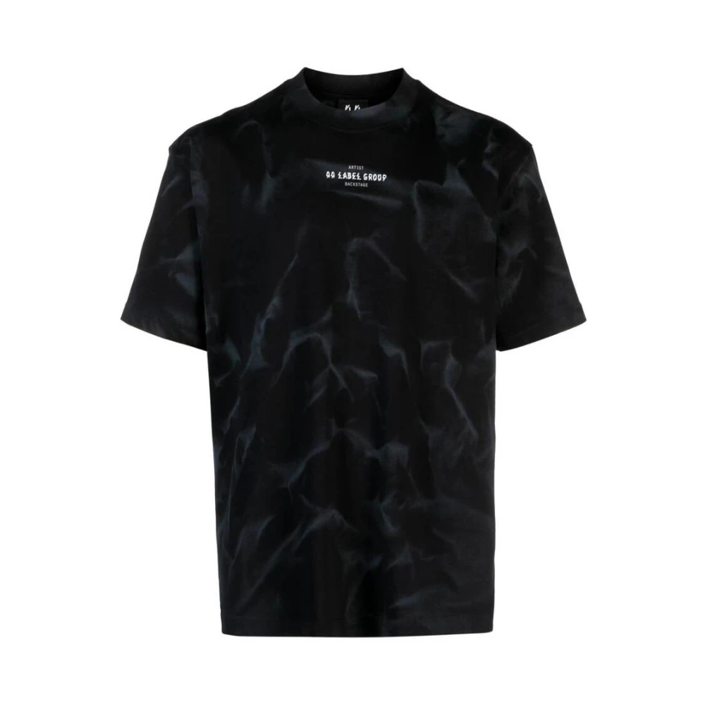 44 Label Group Zwart T-shirt met rook-motief en logo print Black Heren