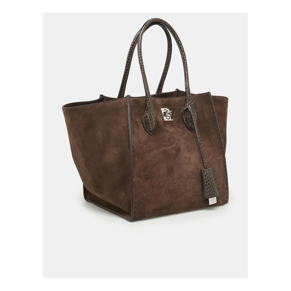 Ermanno Scervino Bruine suède Maggie tas met krokodillenprint details Brown Dames