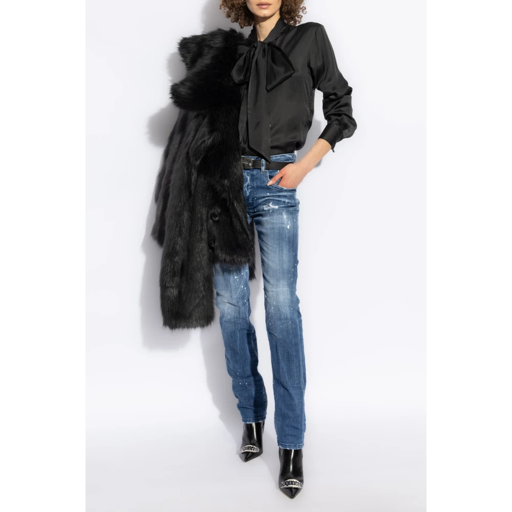 Dsquared2 Shirt met decoratieve strik bij de halslijn Black Dames