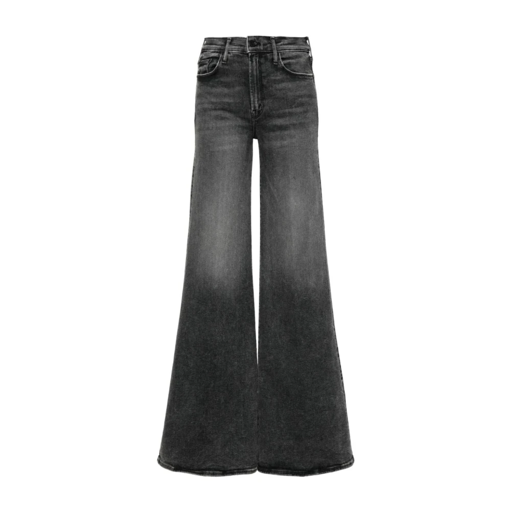 Mother Svarta Denim Jeans Flared Hem Black, Dam