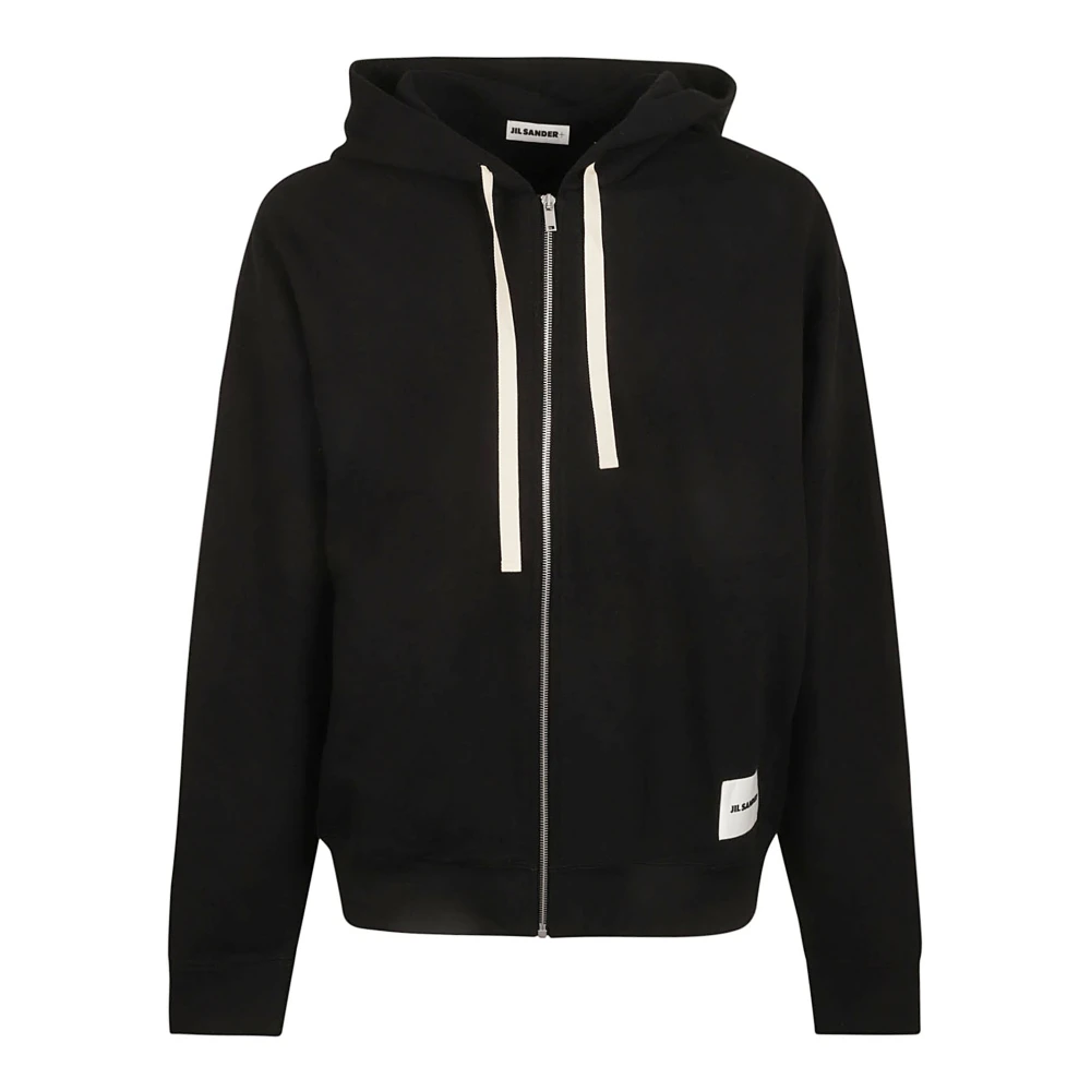 Jil Sander Zwarte Katoenen Rits Hoodie Black Heren
