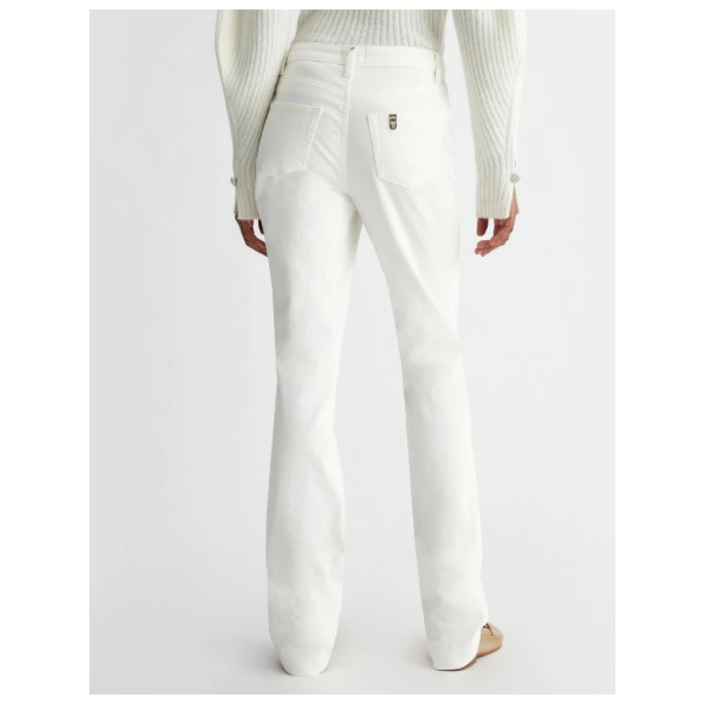 Liu Jo Ribfluwelen broek met hoge taille en strass White Dames
