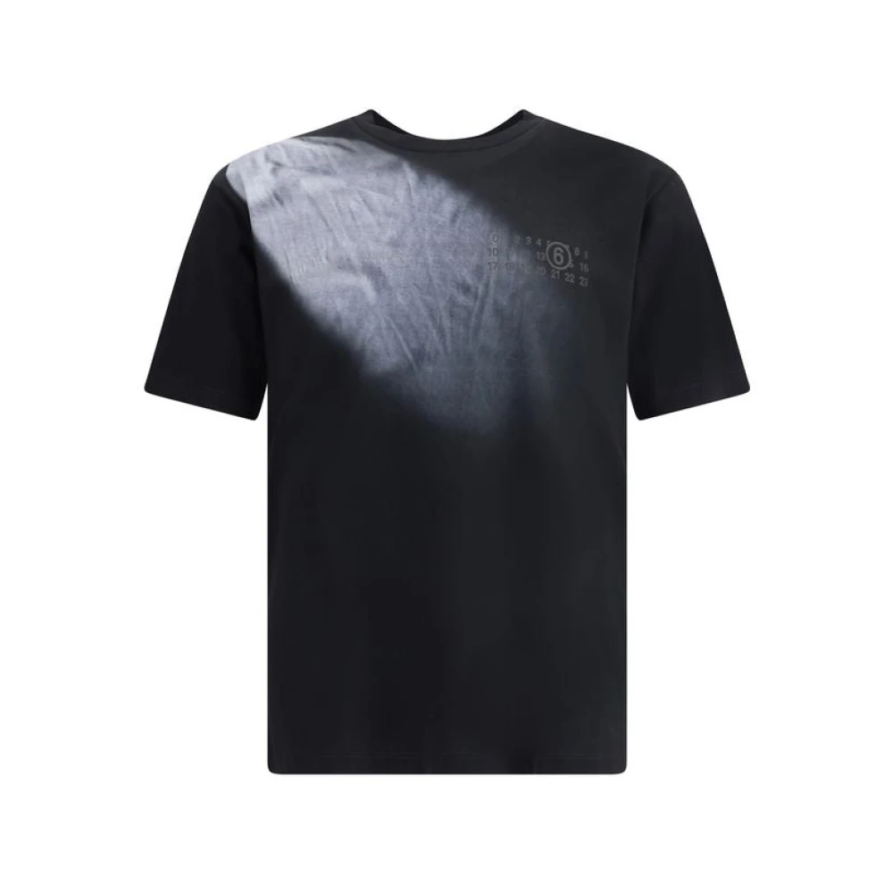 Mm6 Maison Margiela Svart Logotyp Tryck Bomull T-Shirt