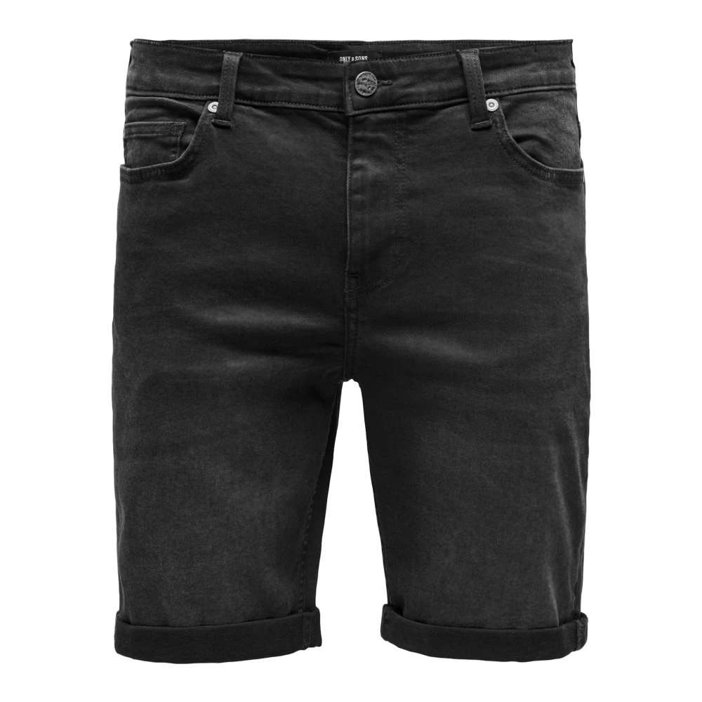 Only & Sons Slim Fit Jeans-Shorts Black Heren