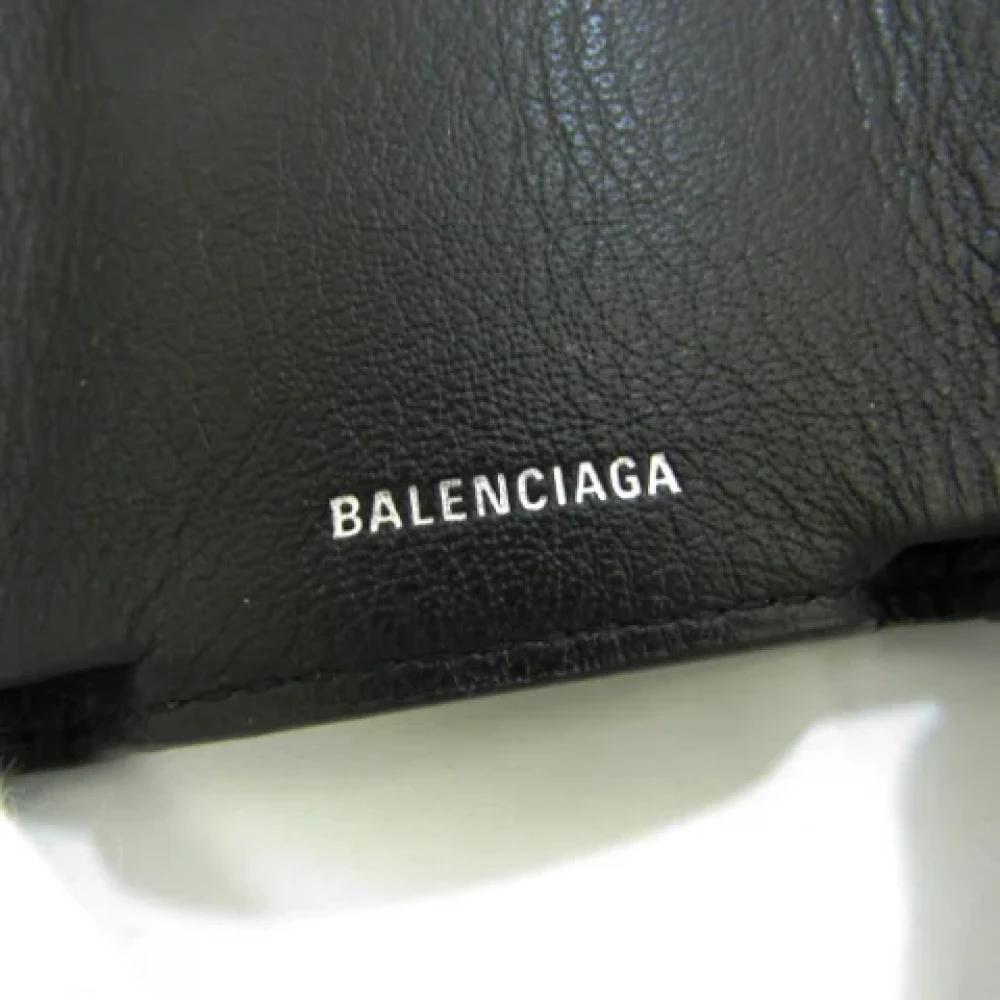 Balenciaga Vintage Tweedehands Zwarte Leren Portemonnee Black Dames