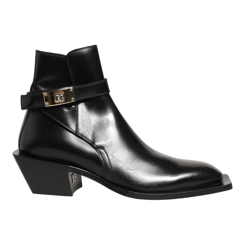 Dolce & Gabbana Men's Black Cowboy & Biker Boots, 10 Uk, Ankle Boots