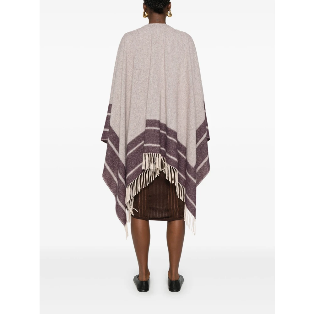 PATRIZIA PEPE Paarse Wollen Blend Jacquard Poncho Multicolor Dames