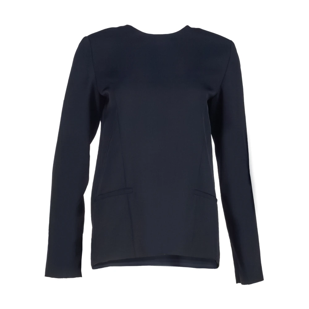 Liviana Conti Zwarte knoopsluiting blouse met darted detail Black Dames