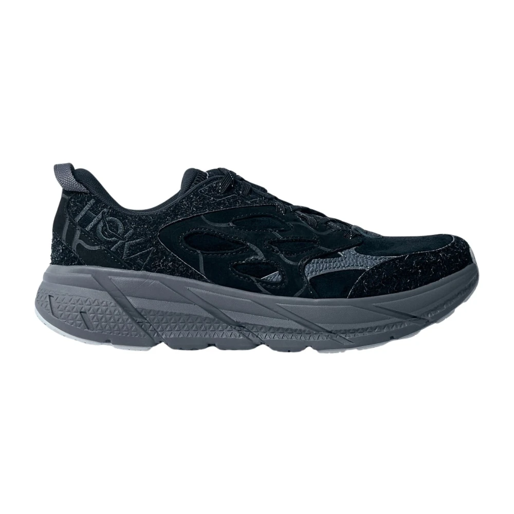 Hoka One Suede Sneakers met Logo Applique Black Heren