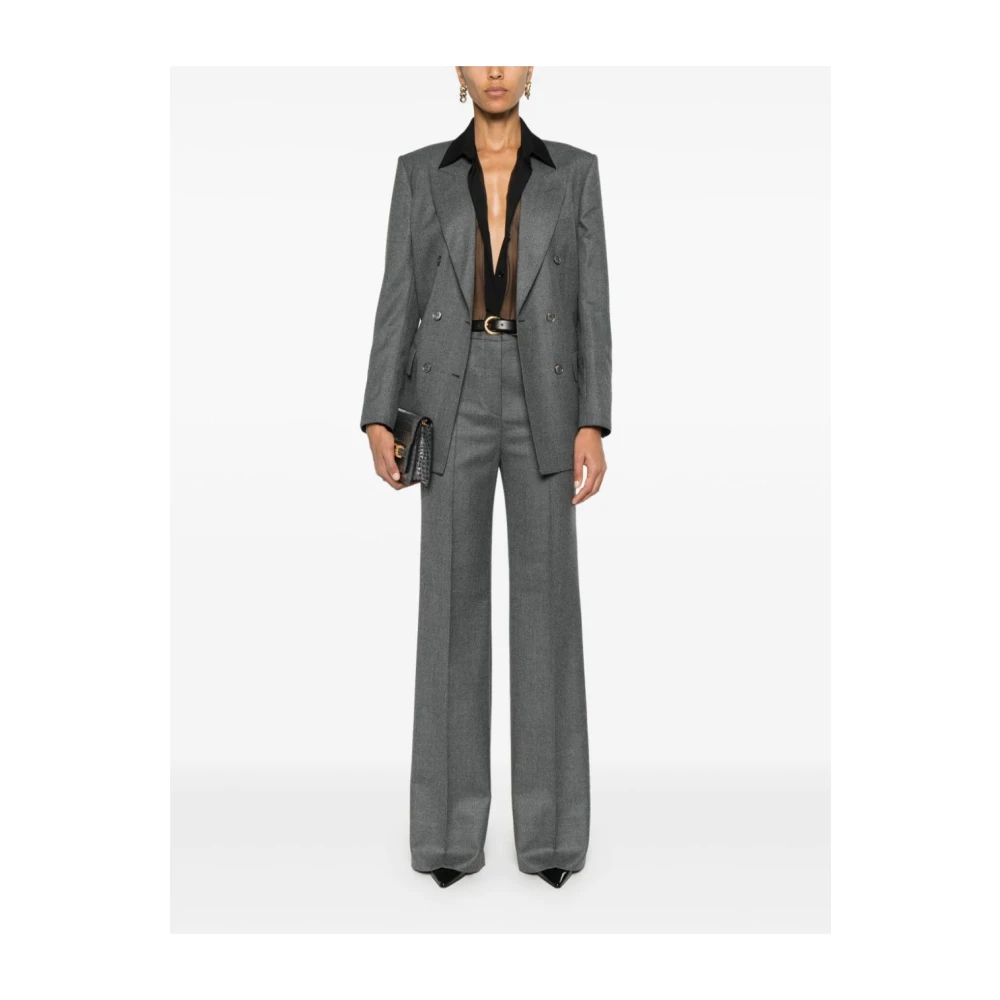 Tom Ford Grijze Wol Maatwerk Broek Flared Zoom Gray Dames