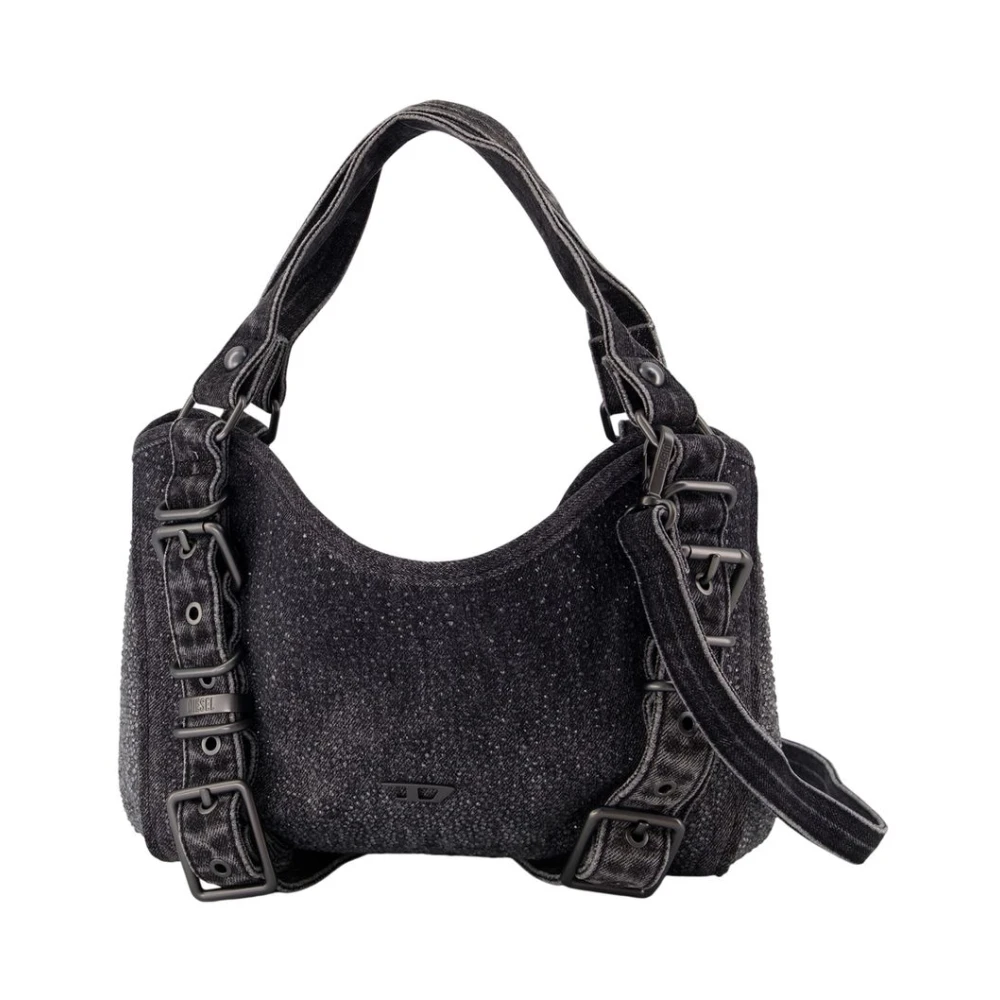 Diesel Nero Donna - D-One-Borsa Piccola A Mano In Denim Solarizzato Con Cristalli - Borse A Mano Uni - Immagine 3