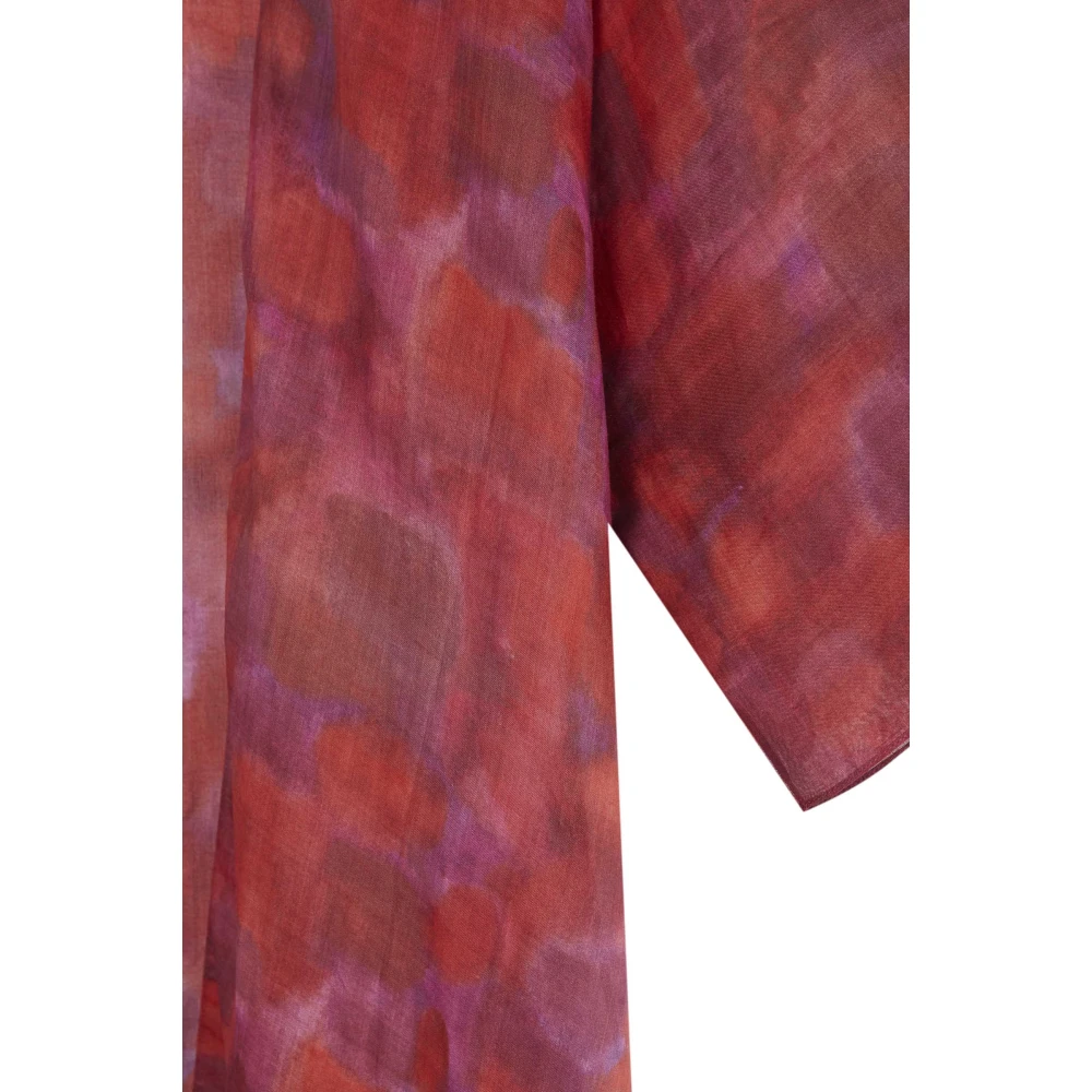 Cortana Indira Print Lange Ramie Jas Red Dames