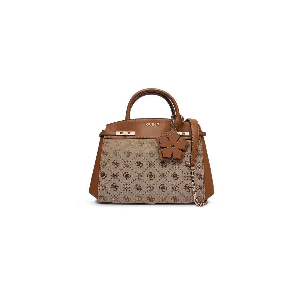 Guess Brown Melinda Logo Satchel - Female - Handbags - One Size - Bags
