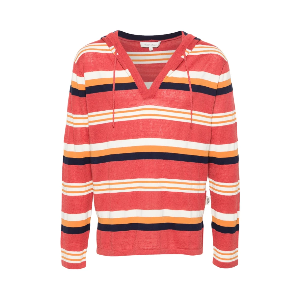 Maison Kitsuné Gestreepte V-hals Gebreide Trui Multicolor Heren