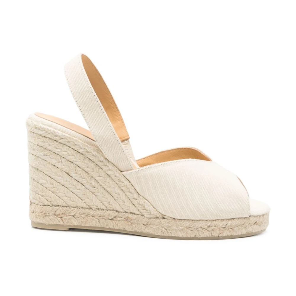 Castañer Women's White Slingback Wedge Heel Peep Toe