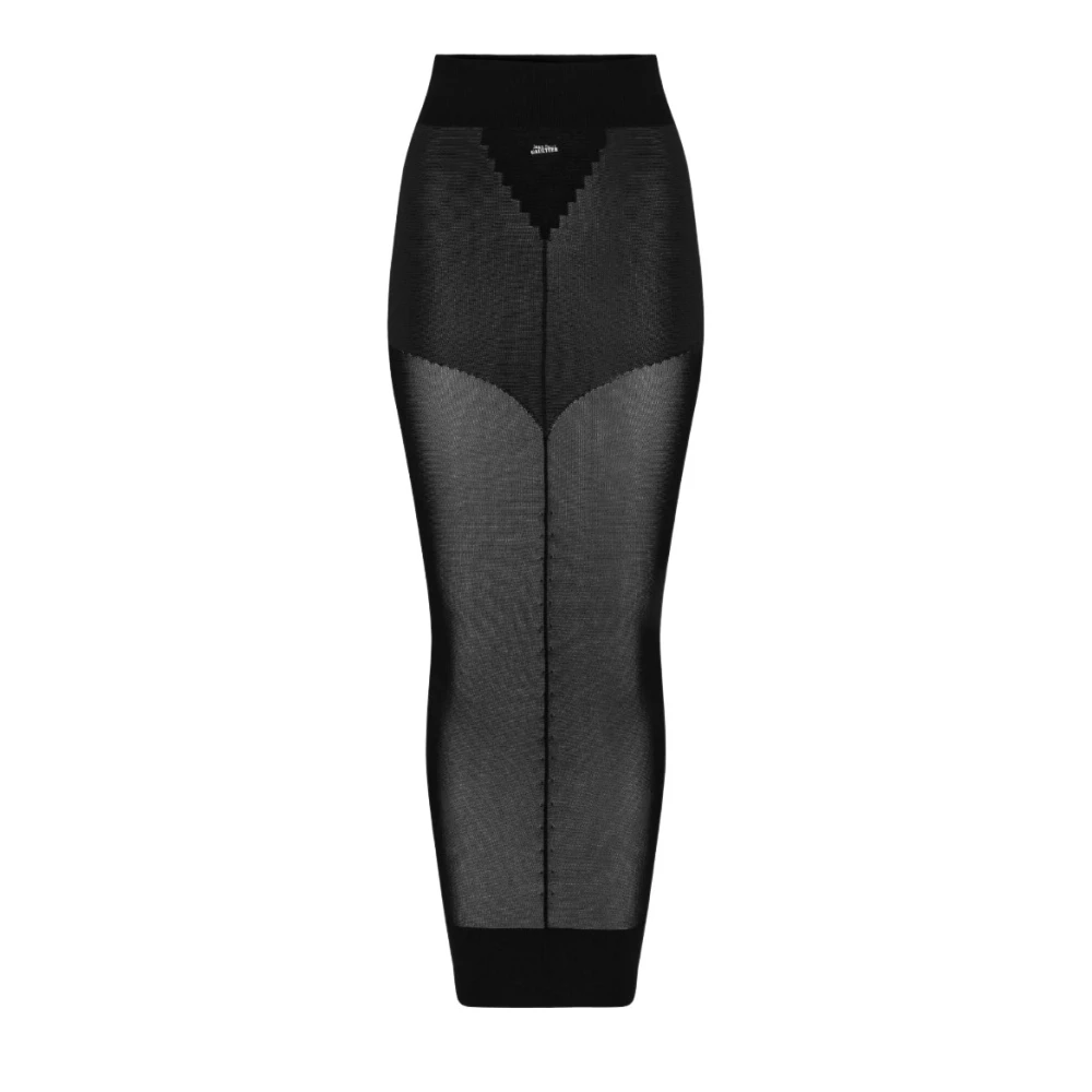 Jean Paul Gaultier Zwarte Gebreide Lange Rok Black Dames