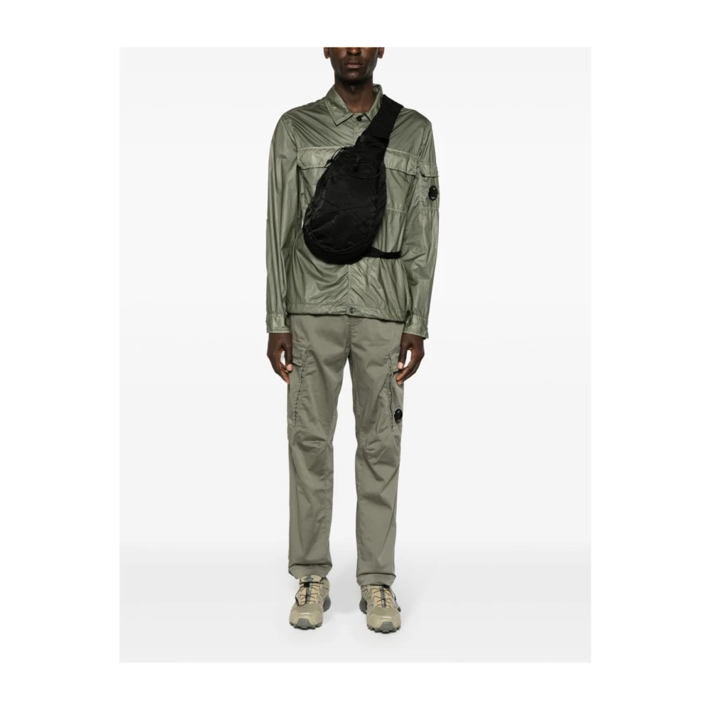 C.P. Company Nylon Schoudertas met Mesh Detail Black Heren