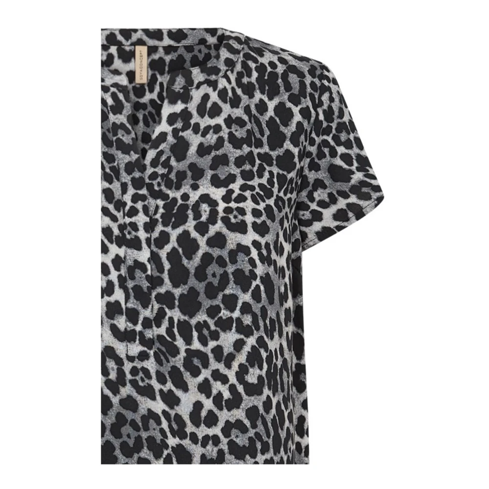Soyaconcept Luipaardprint V-hals Shirt Black Dames
