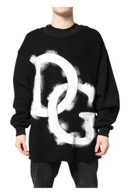 Svart Logo Print Herr Pullover Tröja