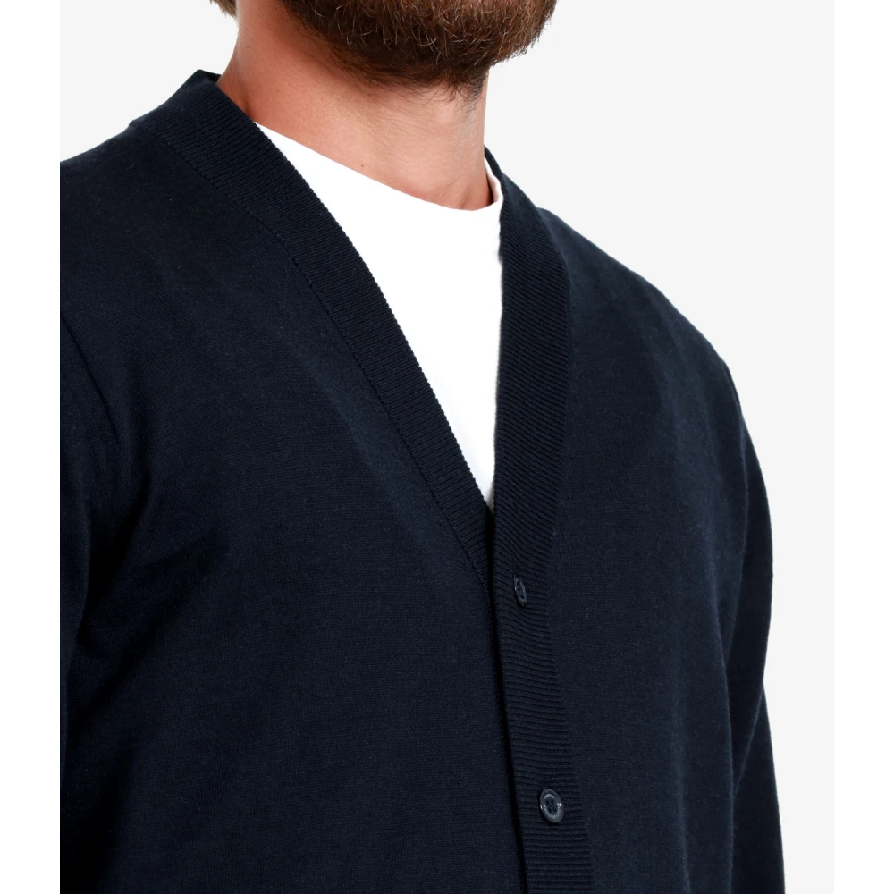 Paolo Pecora Blauwe Wol Cardigan V-Hals Sweater Blue Heren