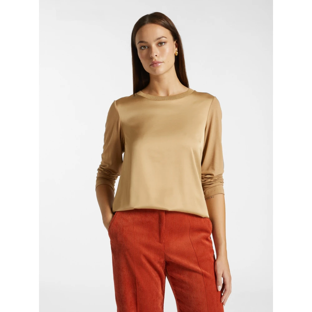 Elena Mirò Viscose T-shirt Brown Dames