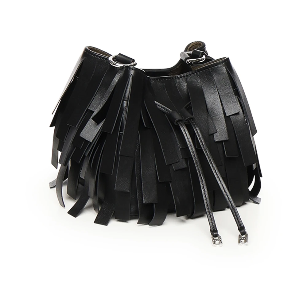 Hogan Zwarte Mini Franje Tas Black Dames