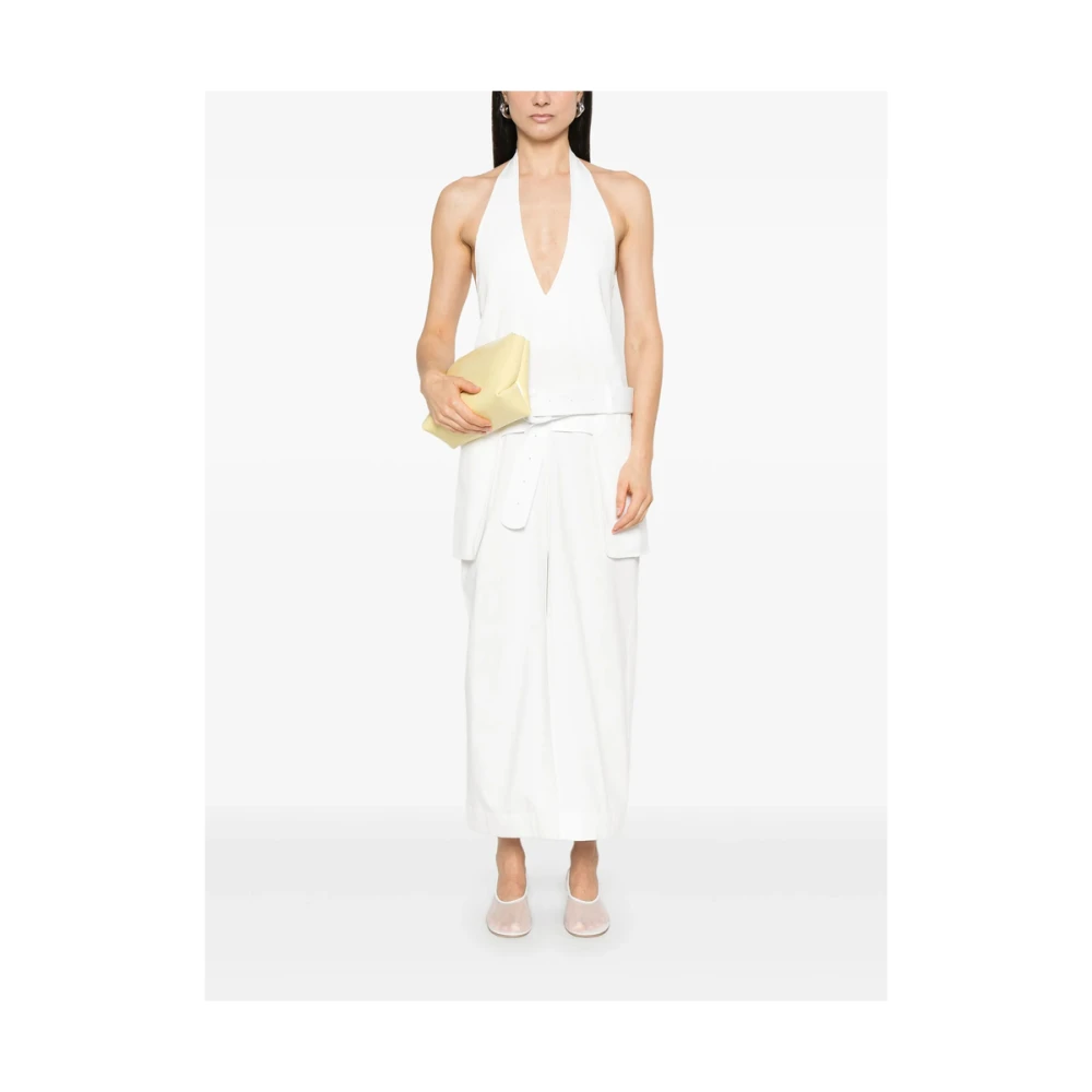 LOW Classic Witte Jurk met Riem en Voorsplit White Dames