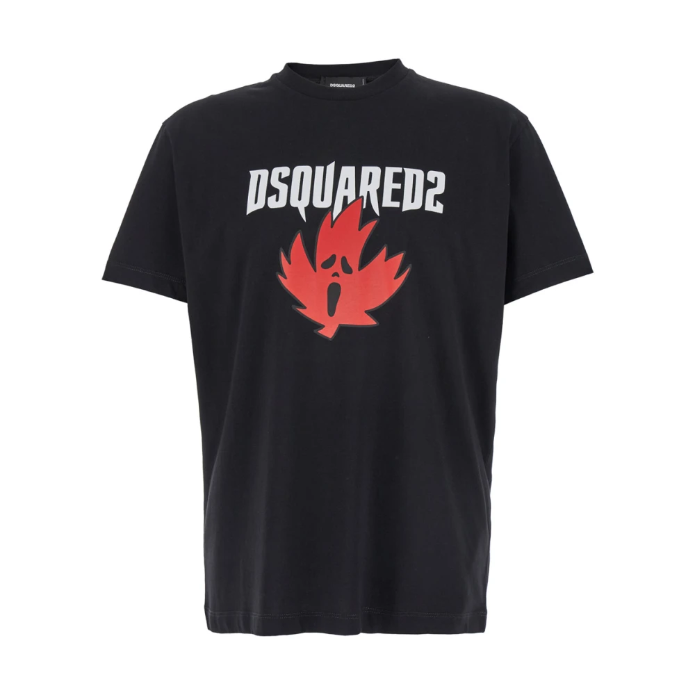 Dsquared2 Zwart Maple Print T-shirt Black Heren