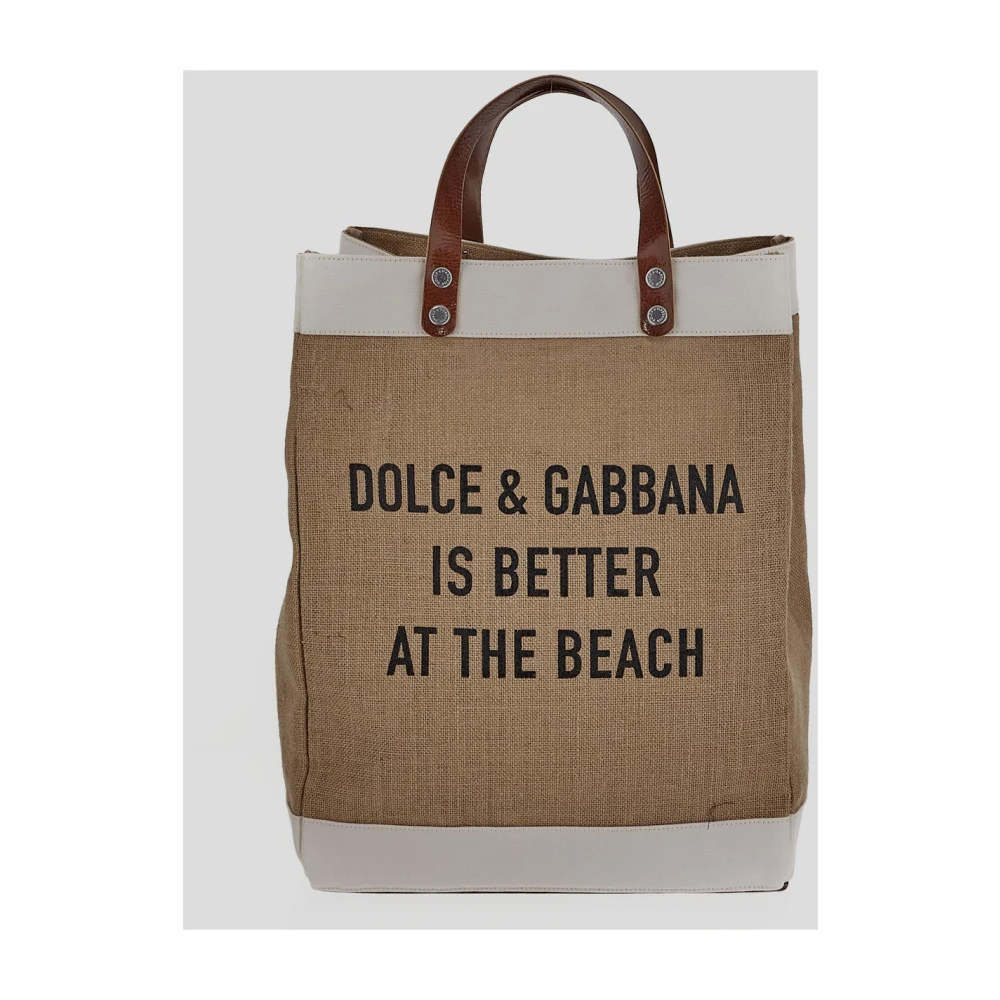 Dolce & Gabbana Logoed Juta Tas Brown Heren