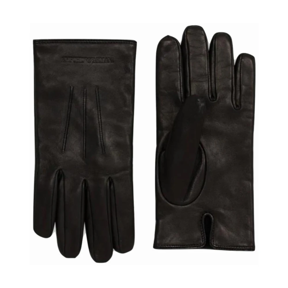 Armani Lamsleren Wolgevoerde Handschoenen Stijlvol Model Black Unisex