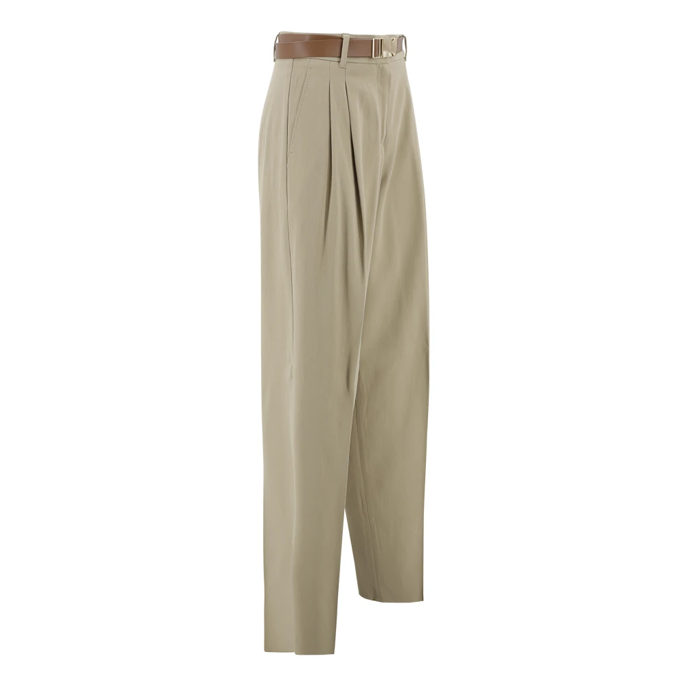 Max Mara Studio Beige Broek met Franse Zakken Beige Dames