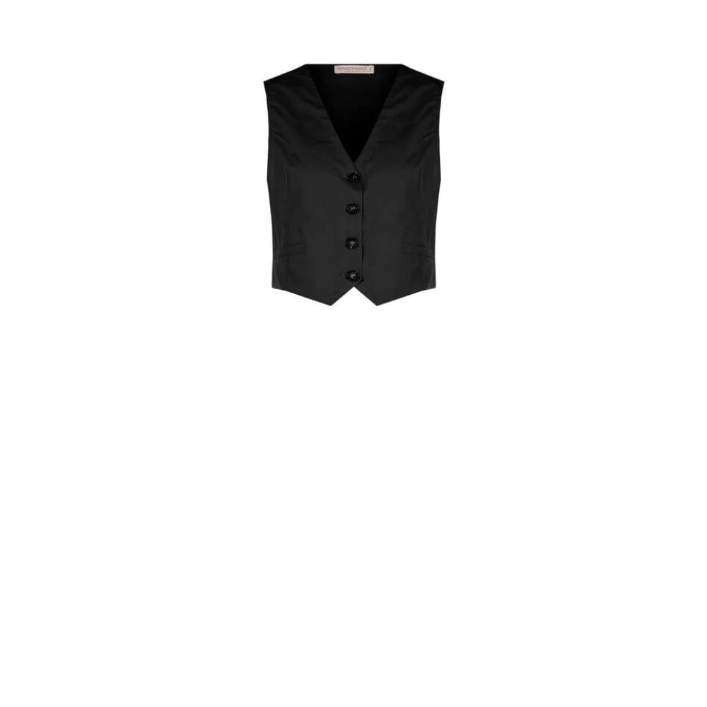 RINASCIMENTO Katoenen Vest Mouwloos V-hals Black Dames