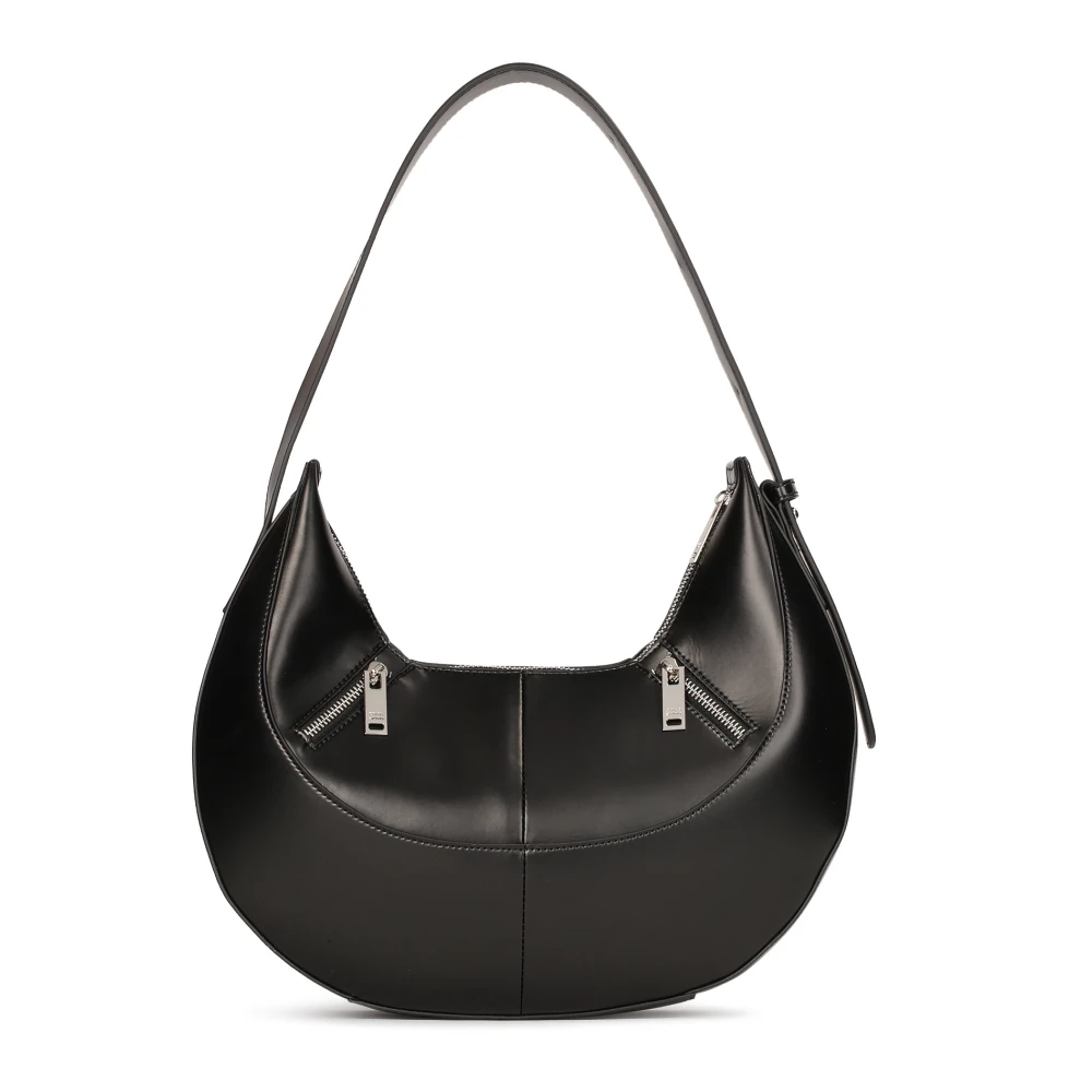 Kazar Studio Leren schoudertas met ronde vorm Black Dames