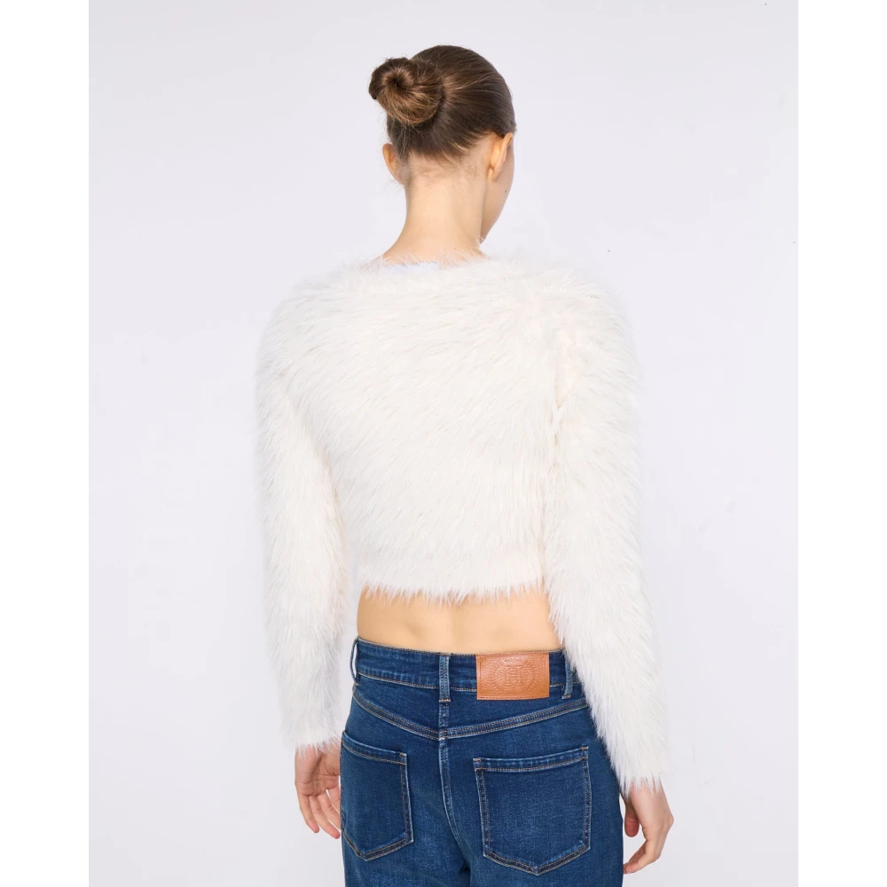 Silvian Heach Ronde hals lange mouw crop top White Dames