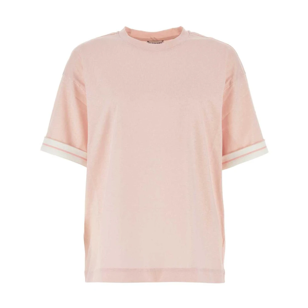Burberry Women's Pink Textured Cotton T-Shirt - T-Shirts - S - Tops