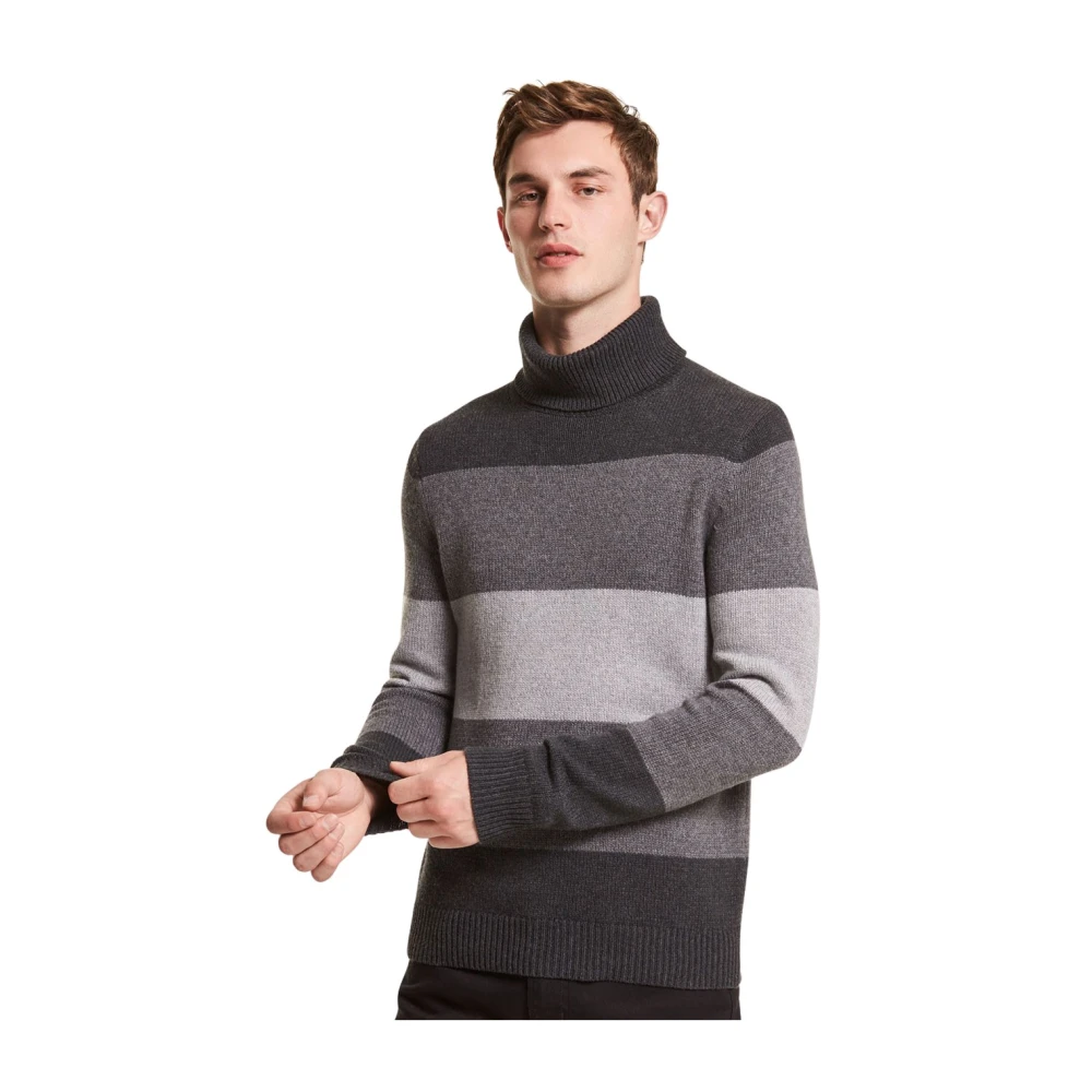 Michael Kors Ombre Streep Turtleneck Gray Heren