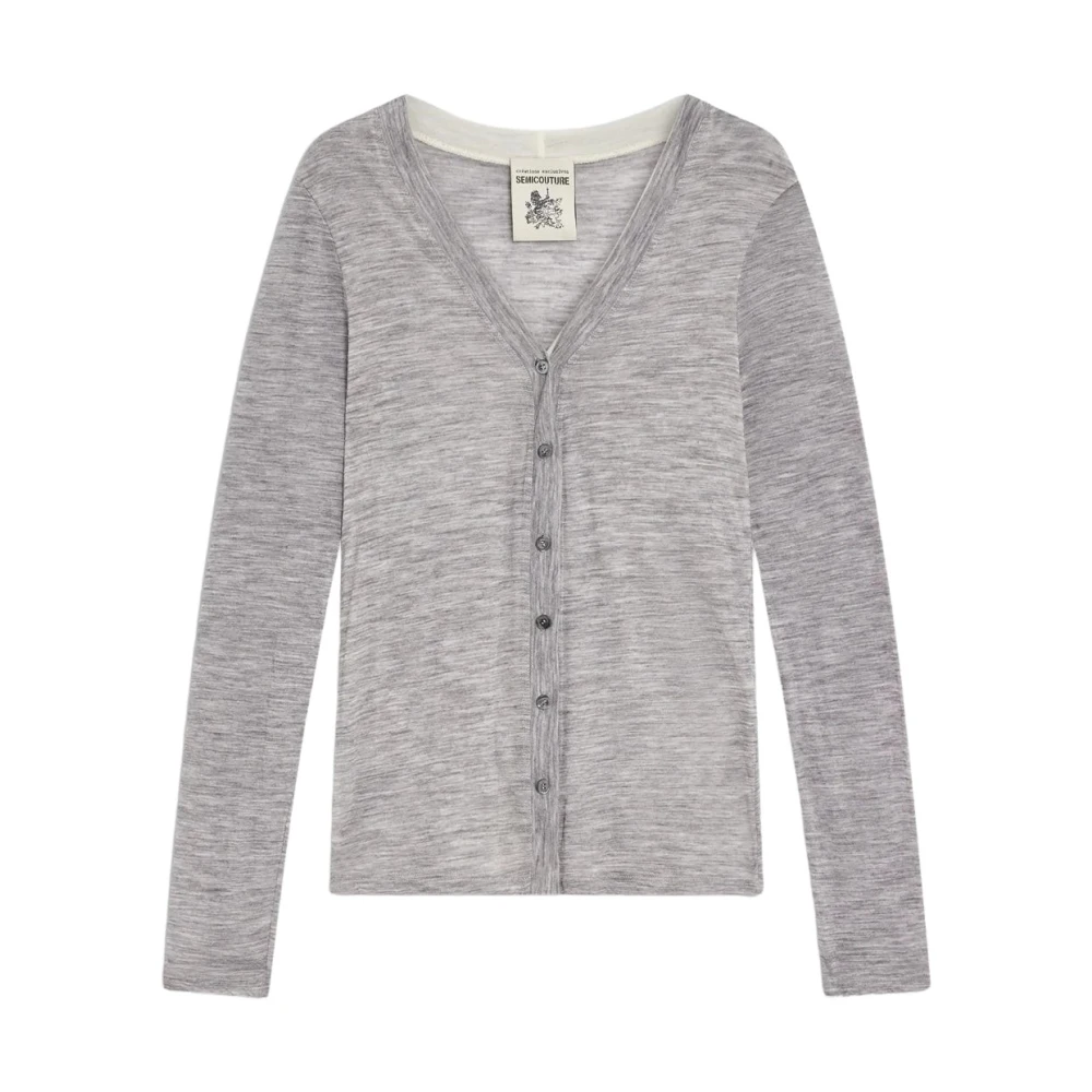 Semicouture Wollen Gebreide Vest Gray Dames